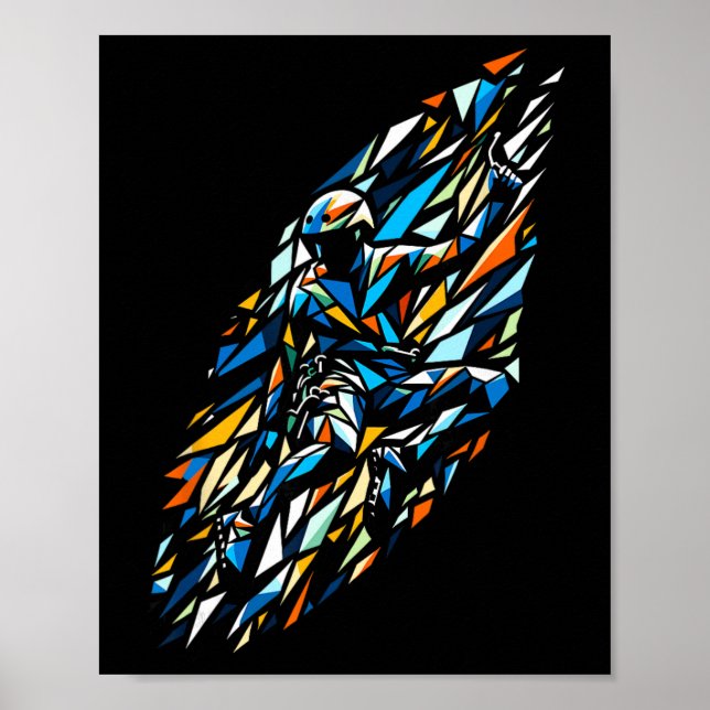 Affiche Art polygonal grimpeur d'escalade Bouldering Bloc (Devant)