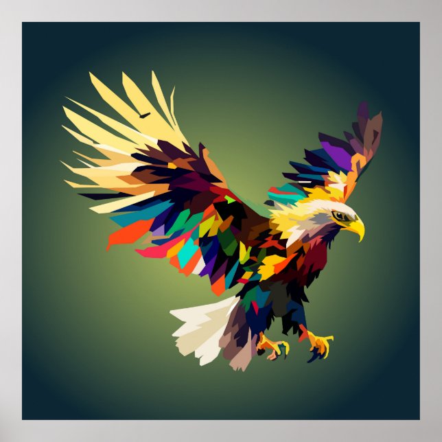 Affiche art pop aigle volant (Devant)