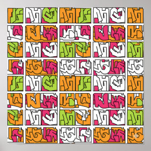 Affiche Art Pop Art Graffiti Tissu et Papier Sans Couture