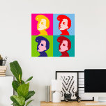 Affiche Art pop féminin rétro<br><div class="desc">Retro femmes pop art design avec quatre femmes. Ce design semble vraiment efficace sur ces Poster</div>