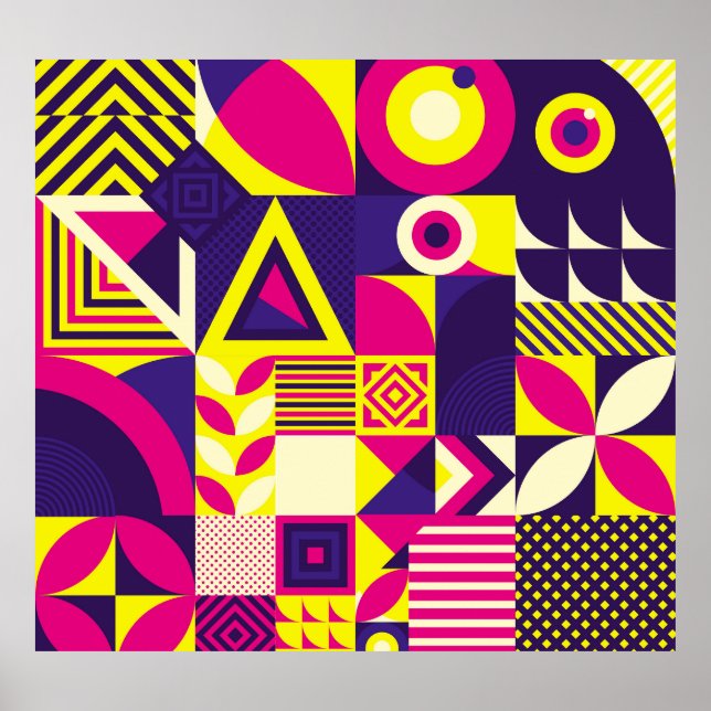 Affiche Art pop, formes géométriques colorées. (Devant)