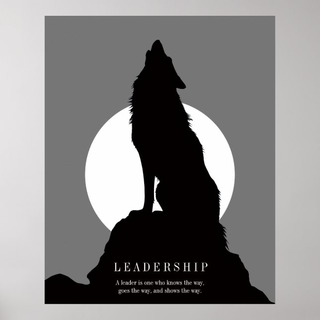 Affiche Art Pop Loup Noir Gris Hurlement De Leadership (Devant)