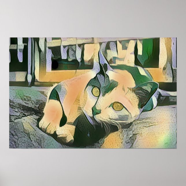 Affiche Art Pop Moderne Calico Kitty Pour Amoureux de les  (Devant)