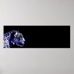 Affiche Art pop noir et bleu Jaguar<br><div class="desc">Poster de la tête de Jaguar noir et bleu - Posters de Portrait Jaguar Imprimés - Photo de Jaguar de Pop Art - Big Wild Cats - La tête du Jaguar - Face de Jaguar</div>