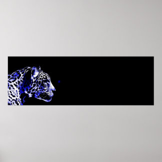 Affiche Art pop noir et bleu Jaguar