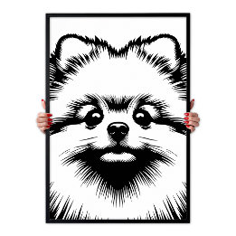 Affiche Art Pop Poméranien Blanc & Noir Chic Esthétique