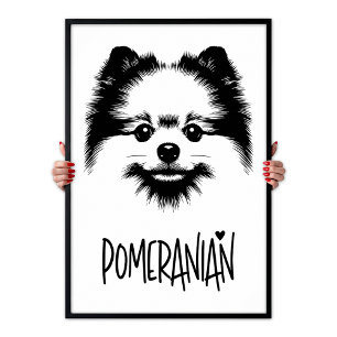 Affiche Art Pop Poméranien Noir & Blanc Chic Esthétique