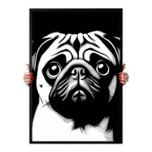 Art Pop Pug Blanc & Noir Chic Fun Esthétique