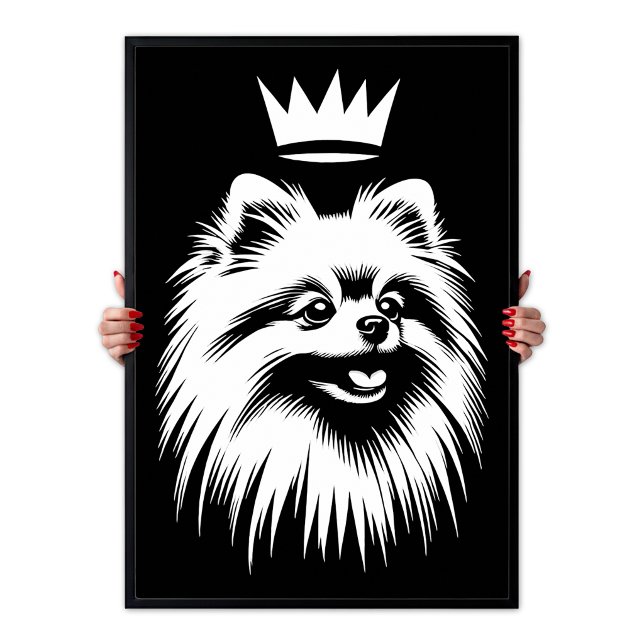Affiche Art Pop Royal Pomeranian Avec Une Couronne (Pop Art Royal Pomeranian With A Crown Poster)