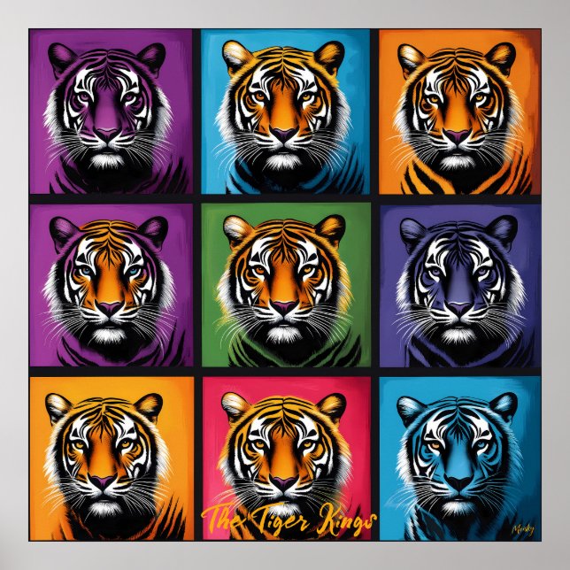 Affiche Art Pop Tigre Grille Murale Gras Bold (Devant)