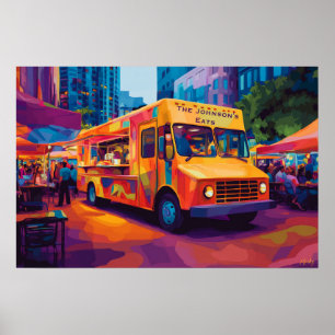Affiche Art Populaire Camion Alimentaire Scène de Rue Mura