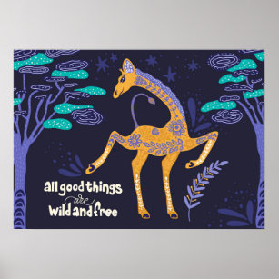 Affiche Art populaire de la Giraffe magique