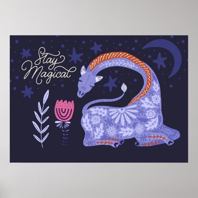 Affiche Art populaire de la Giraffe magique (Devant)