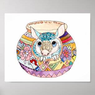 Affiche Art populaire hispanique bébé armadillo