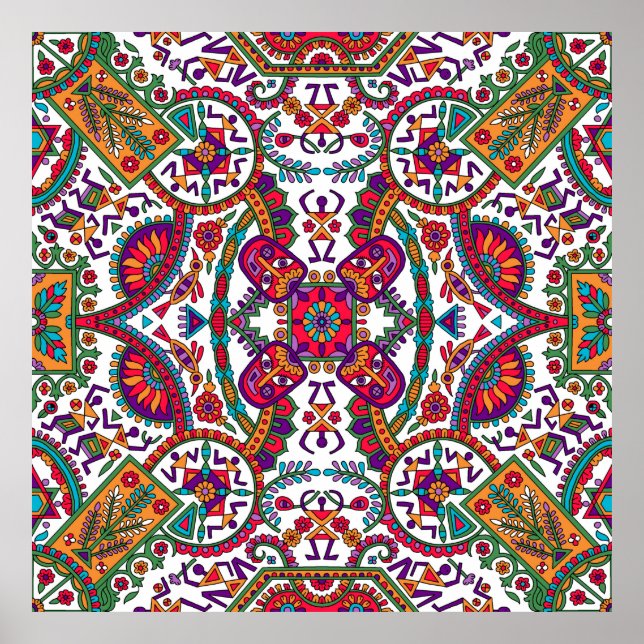Affiche Art populaire traditionnel Allover Designart, ethn (Devant)