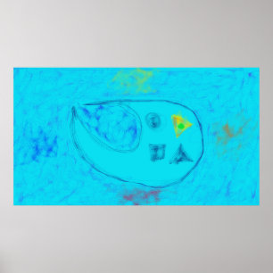 Affiche Art Pot-pourri  Bleu Aqua Minimal Art Abstrait