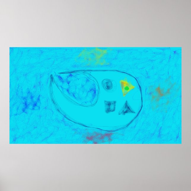 Affiche Art Pot-pourri  Bleu Aqua Minimal Art Abstrait (Devant)