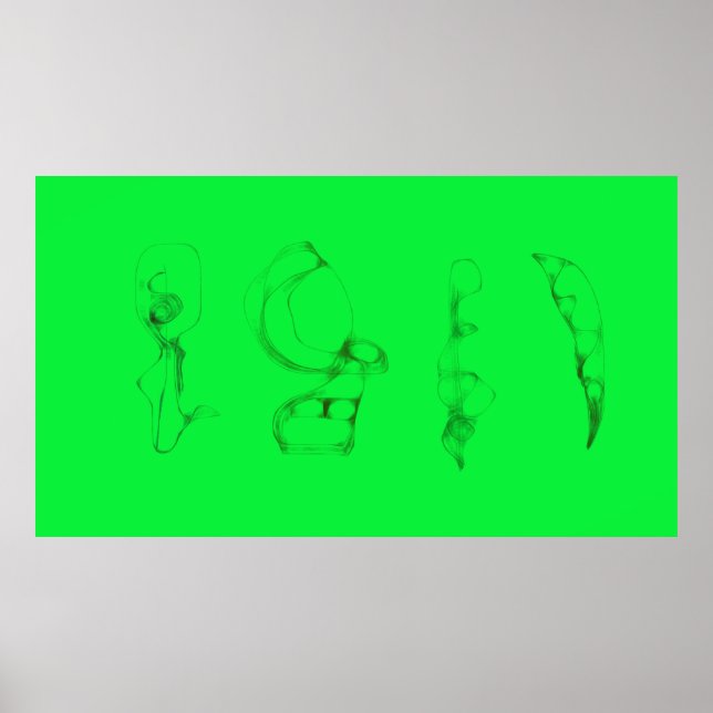 Affiche Art Potpourri  Green Minimalist Drawing (Devant)