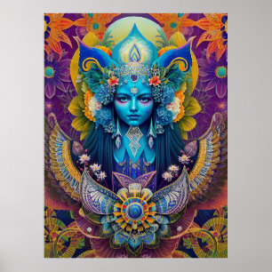 Affiche Art psychédélique, OEuvre DMT, Paysage surréaliste