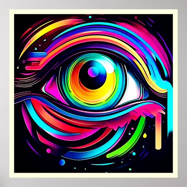 Affiche Art Psychédélique Vibrant de l'Œil (Devant)