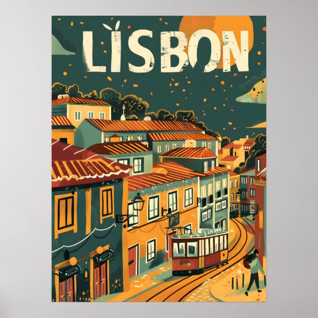 Affiche Art publicitaire Vintage voyage de Lisbonne (Devant)