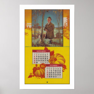 Affiche ART RECYCLE : Page du calendrier de 1940 AUTOMNE O