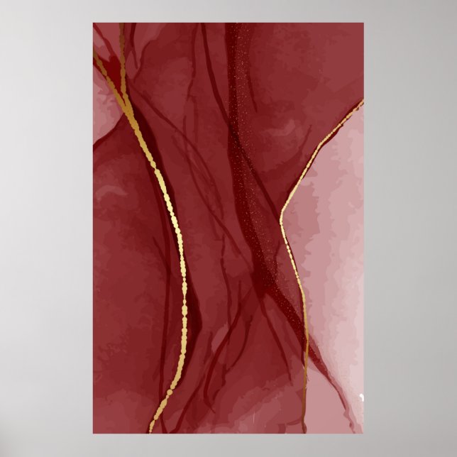 Affiche Art Resin, marsala rouge foncé abstrait arrière -  (Devant)