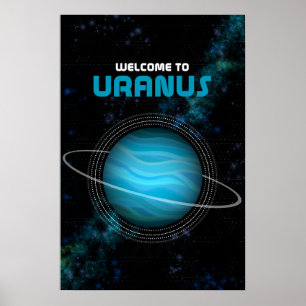 Affiche Art rétro de l'espace avec la planète Uranus