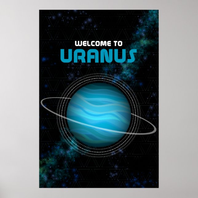 Affiche Art rétro de l'espace avec la planète Uranus (Devant)