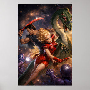 Affiche Art rétro de science-fiction fantastique dans l'es