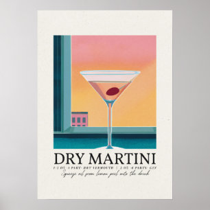 Affiche Art rétro Martini Rose Sunset