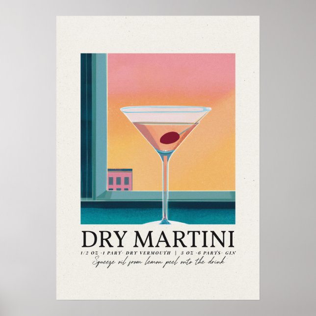 Affiche Art rétro Martini Rose Sunset (Devant)
