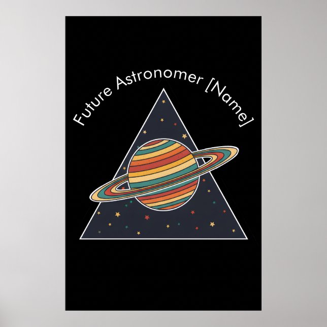 Affiche Art Rétro Saturne Astronome du Futur - Nom (Devant)