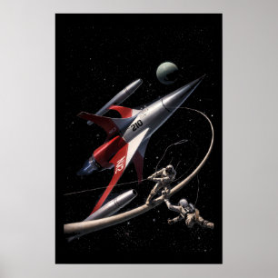 Affiche Art Rétro Sci-Fi Fantastique Espace Astronautes