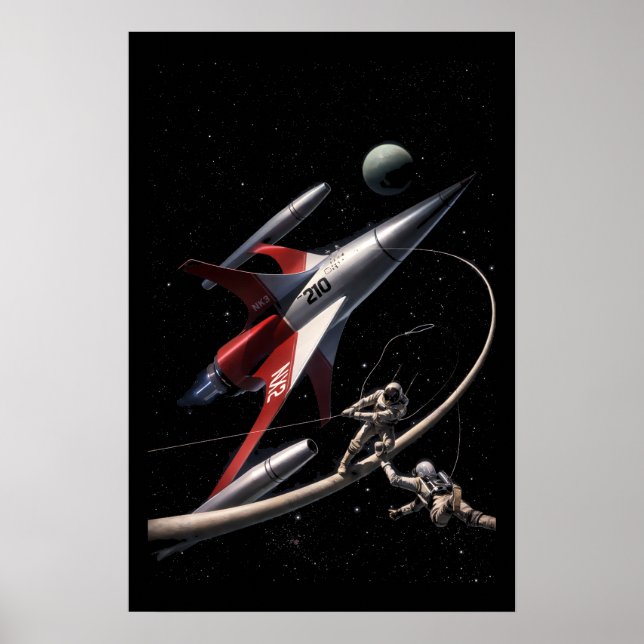 Affiche Art Rétro Sci-Fi Fantastique Espace Astronautes (Devant)