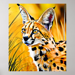Affiche Art Serval Africain