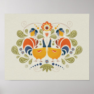 Affiche Art simple slave Folk Rooster