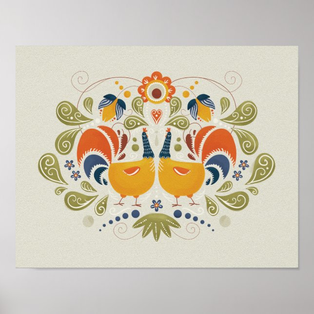 Affiche Art simple slave Folk Rooster (Devant)