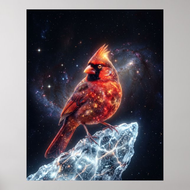 Affiche Art spatial de la comète gelée du cardinal cosmiqu (Devant)
