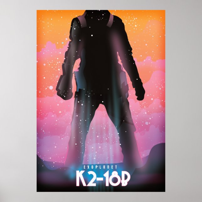 Affiche Art spatial exoplanète K2-18b (Devant)