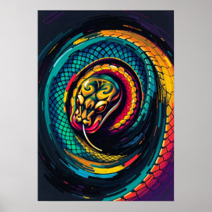 Affiche Art Spirale du Serpent Enroulé
