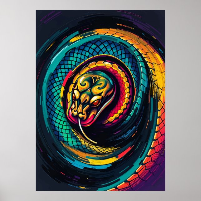 Affiche Art Spirale du Serpent Enroulé (Devant)