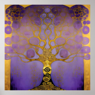 Affiche Art style Klimt violet et or