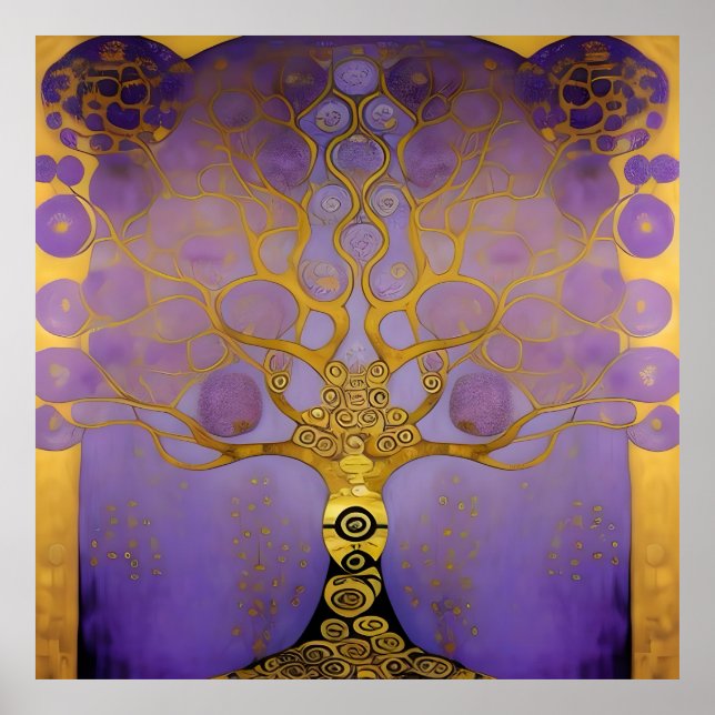 Affiche Art style Klimt violet et or (Devant)