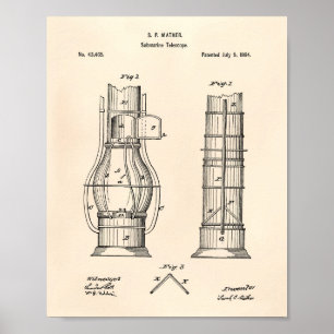 Affiche Art submersible vieux Peper de brevet du télescope