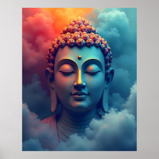 Affiche Art surréaliste abstrait coloré | Bouddha serein