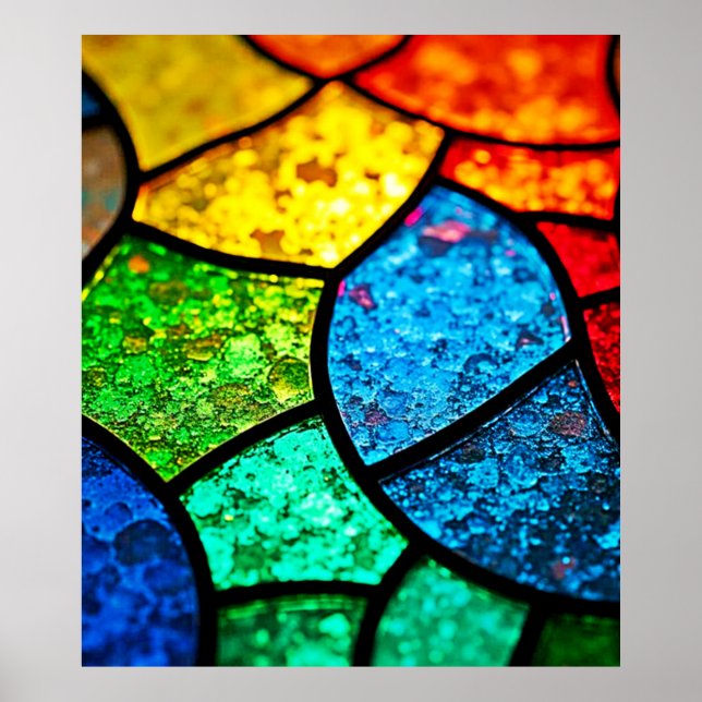 Affiche Art texturé de verre coloré vibrant (Devant)