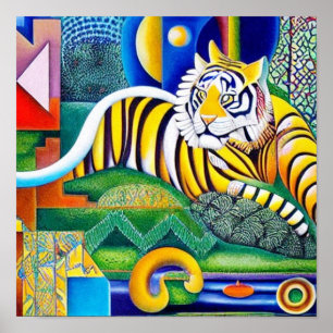 Affiche Art Tigre Contemporain - Décor Oeil