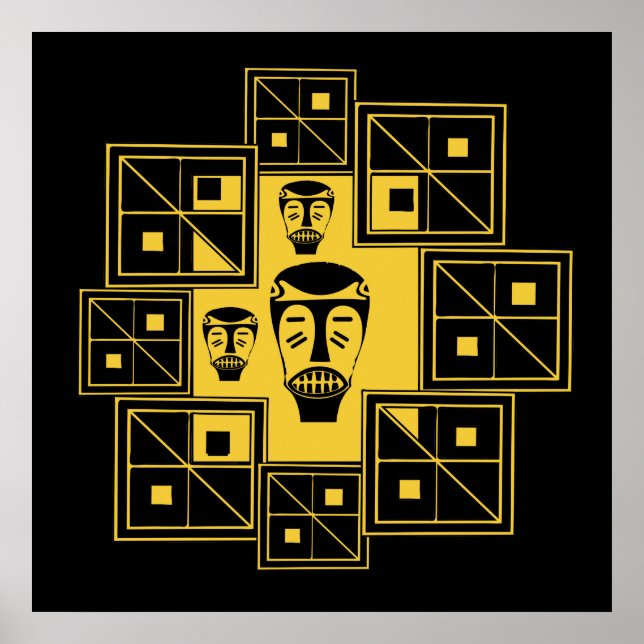 Affiche Art tribal africain abstrait (Devant)
