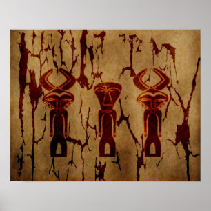 Affiche Art tribal africain ancien abstrait de dessin